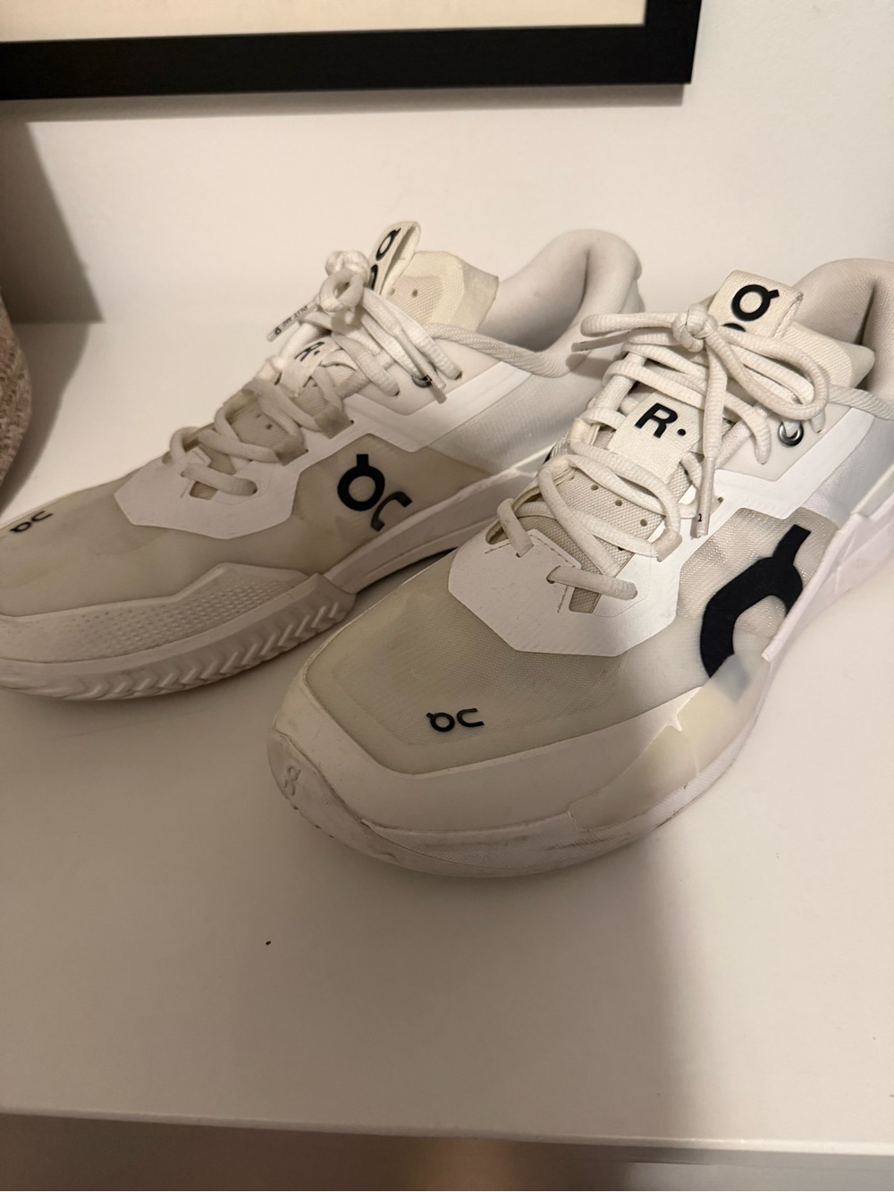 On Men's Tennis Shoes White with Black Logo